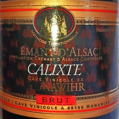 Crémants d´ Alsace, Calixte Brut, Hunawihr, Alsace, Frankrig.